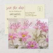 Roze madeliefjes Save The Date kaart Romantische b (Voorkant / Achterkant)