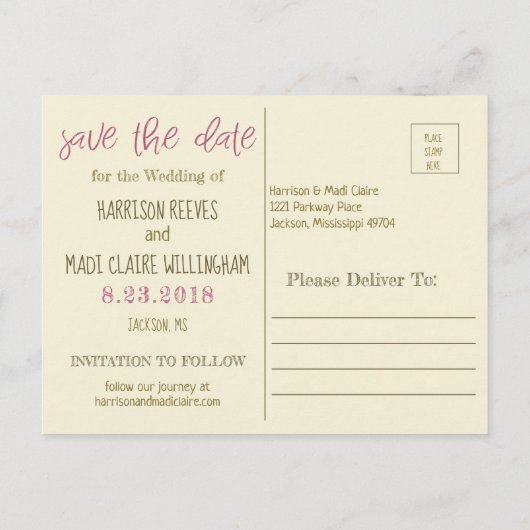 Roze madeliefjes Save The Date kaart Romantische b (Achterkant)