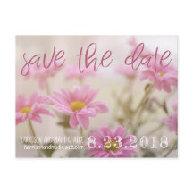 Roze madeliefjes Save The Date kaart Romantische b