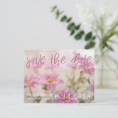 Roze madeliefjes Save The Date kaart Romantische b (Staand voorkant)