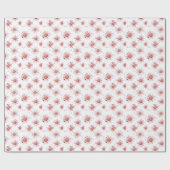 Roze madeliefjes & stippen op wit cadeaupapier (Vlak)