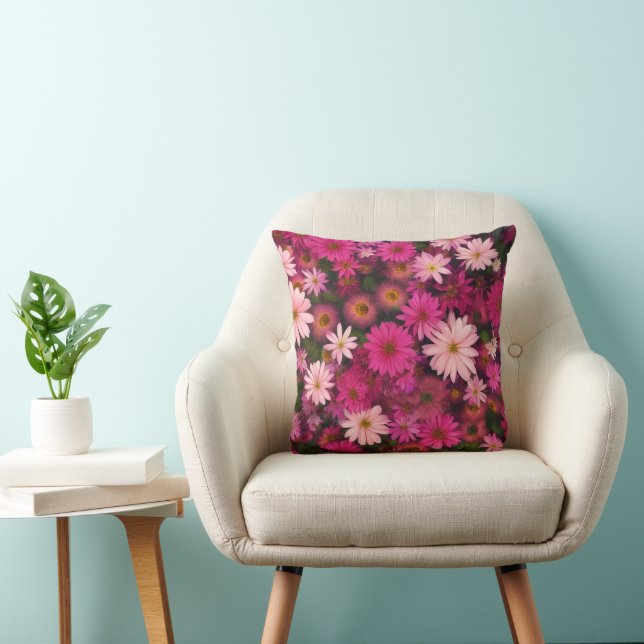Roze Madeliefjes Tuin - Fel Bloemendecor Kussen (Stoel)