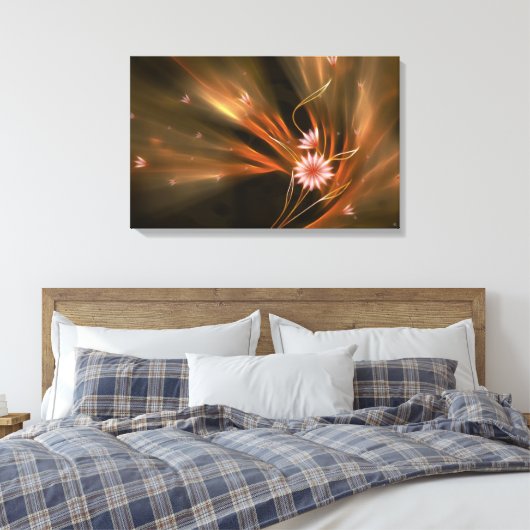 Roze madeliefjes waaien in de wind gewikkeld canva canvas afdruk (Insitu (Slaapkamer))