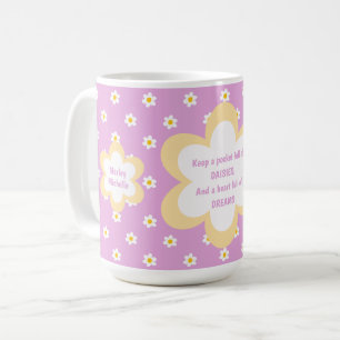 Roze madeliefjesketting 15 oz Klassiek Koffiemok