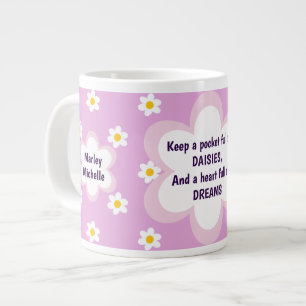 Roze madeliefjesketting 20 oz grote koffiekop