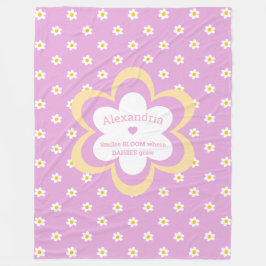 Roze madeliefjesketting 60 x 80 fleece deken