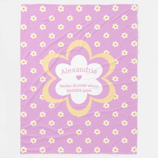 Roze madeliefjesketting 60 x 80 fleece deken (Voorkant)