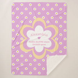 Roze madeliefjesketting 60 x 80 sherpa deken