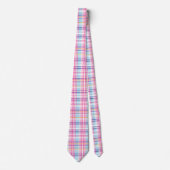Roze Madras Plaid Patroon Stropdas (Voorkant)