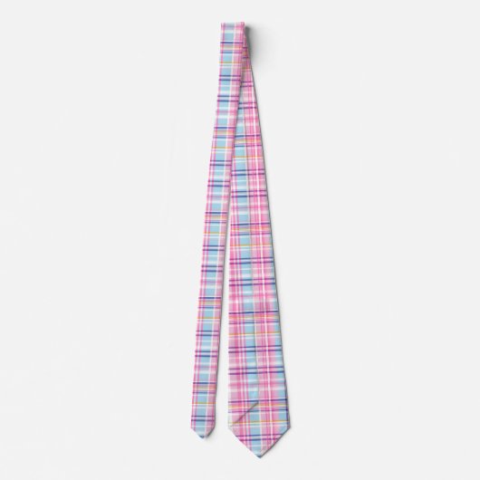 Roze Madras Plaid Patroon Stropdas (Achterkant)