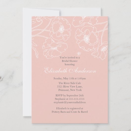 Roze maffia Floral Bridal Shower Kaart (Voorkant)