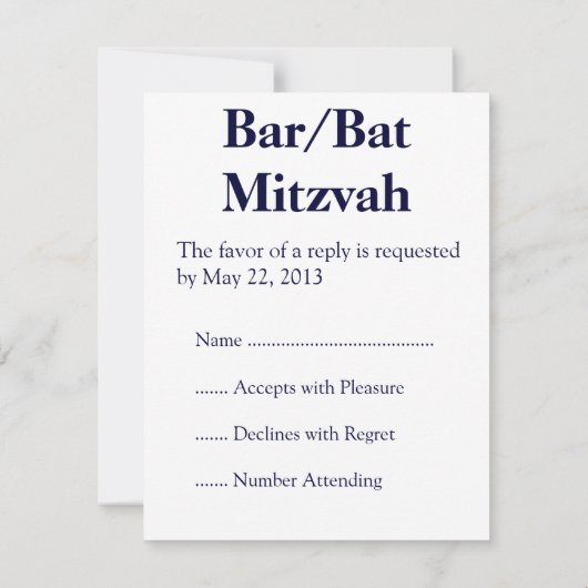 Roze Magen David Bar/Bat Mitzvah RSVP (Achterkant)