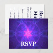 Roze Magen David Bar/Bat Mitzvah RSVP Kaartje (Voorkant / Achterkant)