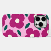 Roze Magenta Abstract Retro Bloempatroon Case-Mate iPhone Case (Achterkant (horizontaal))