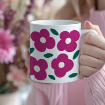 Roze Magenta Abstract Retro Bloempatroon