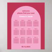 Roze Magenta Arch 12 Tafel Zitting Grafiek Poster (Voorkant)