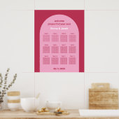 Roze Magenta Arch 12 Tafel Zitting Grafiek Poster (Keuken)