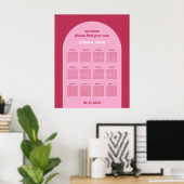 Roze Magenta Arch 12 Tafel Zitting Grafiek Poster (Thuiskantoor)