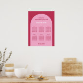 Roze Magenta Arch 6 Tafel Zitting Grafiek Poster (Keuken)