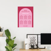 Roze Magenta Arch 6 Tafel Zitting Grafiek Poster (Thuiskantoor)