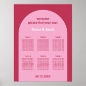 Roze Magenta Arch 6 Tafel Zitting Grafiek Poster (Voorkant)