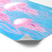 Roze, magenta, blauw en turquoise kwal poster (Hoek)