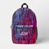 Roze Magenta Blauw Paarse Wild Abstract Bedrukte Rugzak (Voorkant)