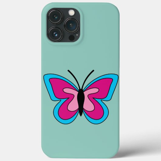 Roze magenta blauwe vlinder Case-Mate iPhone case (Achterkant)