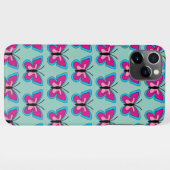 Roze magenta blauwe vlinder iPhone hoesje (Achterkant horizontaal)