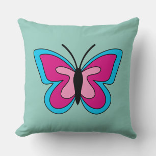 Roze magenta blauwe vlinder kussen