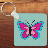 Roze magenta blauwe vlinder sleutelhanger (Voorkant)