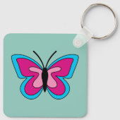 Roze magenta blauwe vlinder sleutelhanger (Achterkant)
