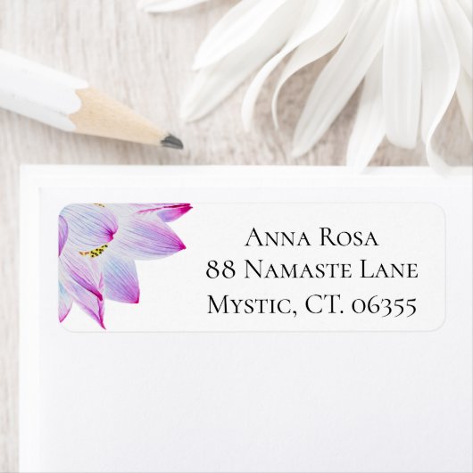 *~* Roze Magenta Blauwe Waterverf Lotus Etiket (Insitu)