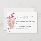 Roze magenta bloem bruiloft RSVP kaart (Voorkant)