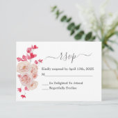 Roze magenta bloem bruiloft RSVP kaart (Staand voorkant)