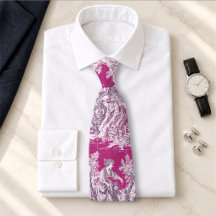 Roze Magenta Bloemendruk Toile de Jouy