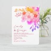 Roze Magenta Bloemige Trouw Uitnodiging (Staand voorkant)
