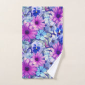 Roze Magenta Blue Floral Pattern Bad Handdoek (Handdoek)