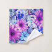 Roze Magenta Blue Floral Pattern Bad Handdoek (Wasdoekje)