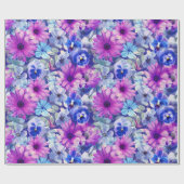 Roze Magenta Blue Floral Pattern Cadeaupapier (Vlak)