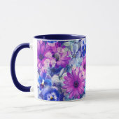 Roze Magenta Blue Floral Pattern Mok (Links)
