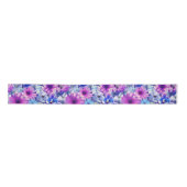 Roze Magenta Blue Floral Pattern Satijnen Lint (Voorkant)