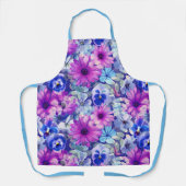 Roze Magenta Blue Floral Pattern Schort (Voorkant)