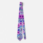 Roze Magenta Blue Floral Pattern Stropdas (Voorkant)