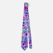 Roze Magenta Blue Floral Pattern Stropdas (Voorkant)