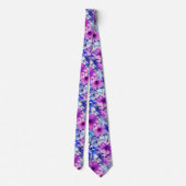 Roze Magenta Blue Floral Pattern Stropdas (Achterkant)