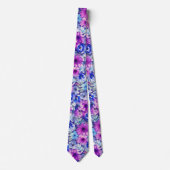 Roze Magenta Blue Floral Pattern Stropdas (Voorkant)