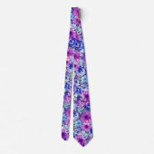 Roze Magenta Blue Floral Pattern Stropdas (Achterkant)