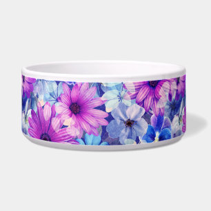 Roze Magenta Blue Floral Pattern Voerbakje