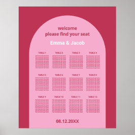 Roze Magenta Boog 12 Tafel Stoelenkaart Poster